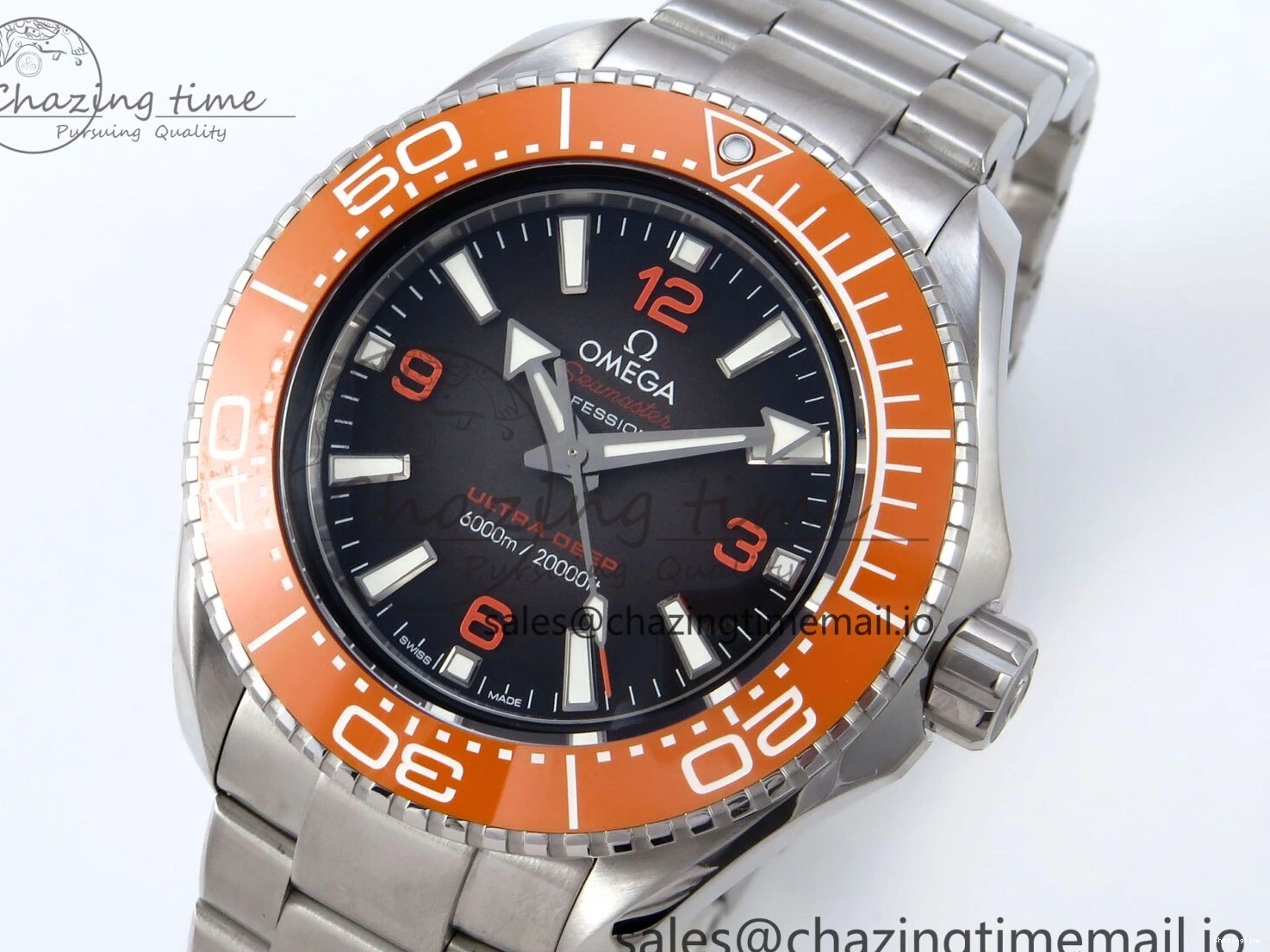 0523 Seamaster 6000M Ultra Deep SS VRF 1:1 Best Edition Gray Dial Orange Bezel on SS Bracelet A8912 Super Clone NewStyle 7687